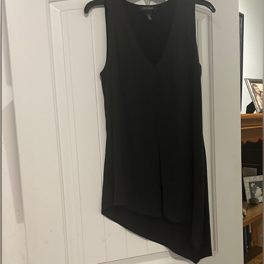 White House Black Market Black asymmetrical Sleeveless V-Neck Tunic small